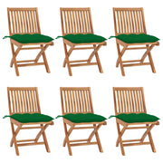 Tuinstoelen 6 stuks inklapbaar massief teakhout groen