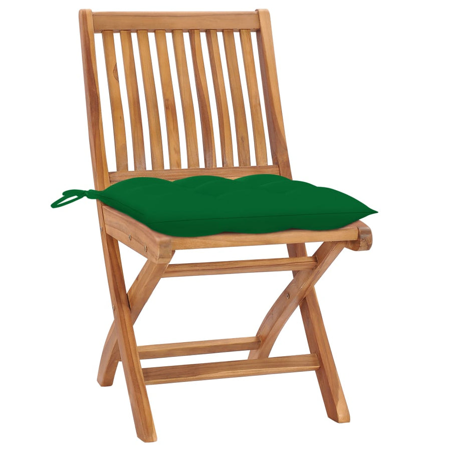 Tuinstoelen Inklapbaar Met Kussens Massief Teakhout Groen 1 6