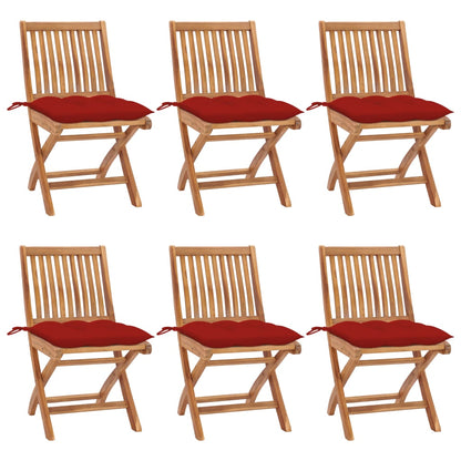 Tuinstoelen Inklapbaar Met Kussens Massief Teakhout Rood 1