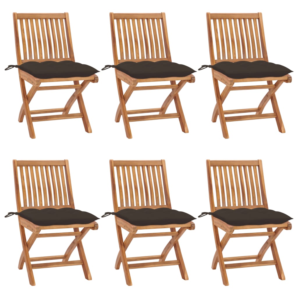 Tuinstoelen Inklapbaar Met Kussens Massief Teakhout Taupe 1 6