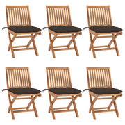 Tuinstoelen 6 stuks massief teakhout taupe inklapbaar