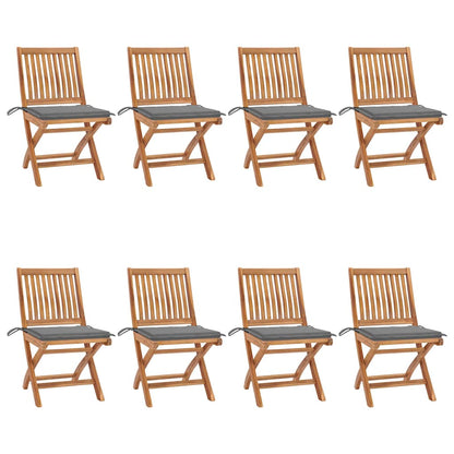Tuinstoelen Inklapbaar Met Kussens Massief Teakhout Grijs 1 8