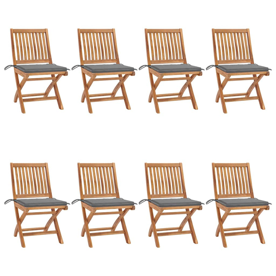 Tuinstoelen Inklapbaar Met Kussens Massief Teakhout Grijs 1 8