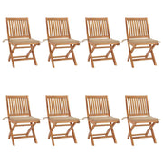 Tuinstoel inklapbaar massief teakhout beige met kussen