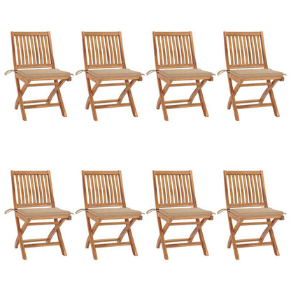 Tuinstoelen Inklapbaar Met Kussens Massief Teakhout Beige 1