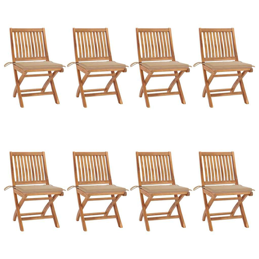Tuinstoelen Inklapbaar Met Kussens Massief Teakhout Beige 1