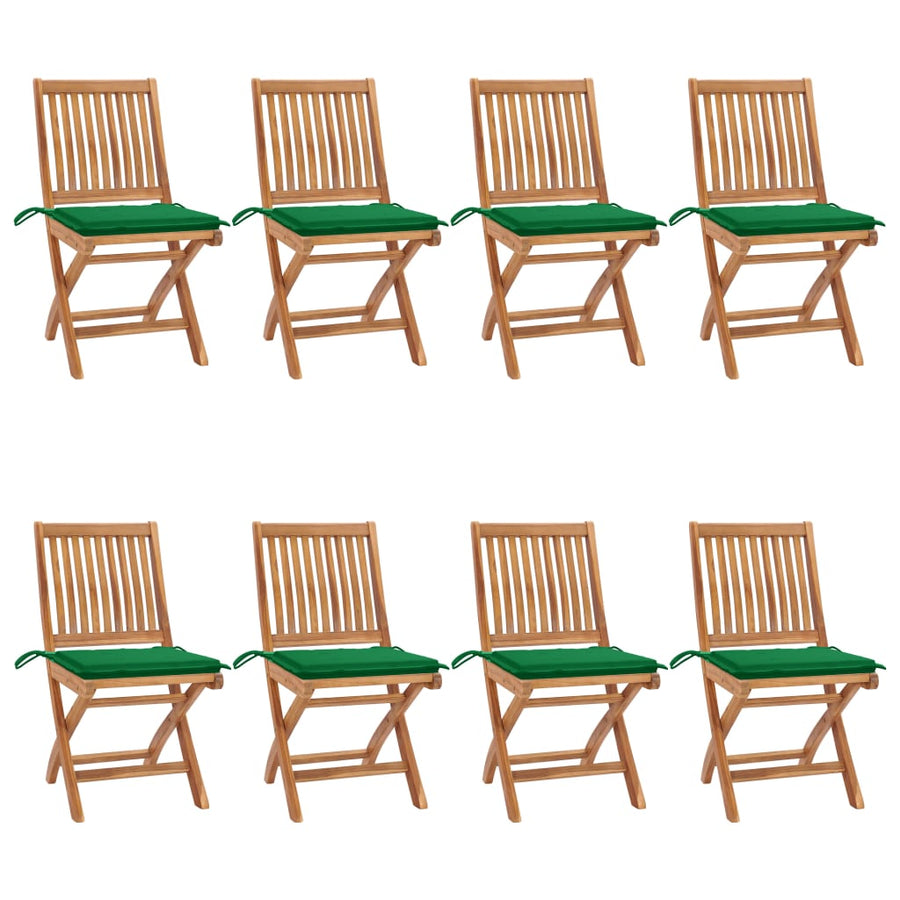 Tuinstoelen Inklapbaar Met Kussens Massief Teakhout Groen 1