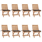 Garden chairs, 8 pcs, foldable, with cushions, solid teak