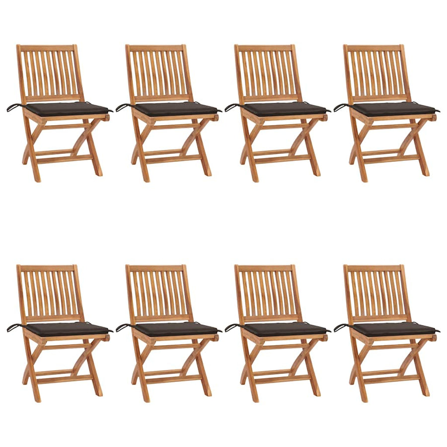 Tuinstoelen Inklapbaar Met Kussens Massief Teakhout Taupe 1 8