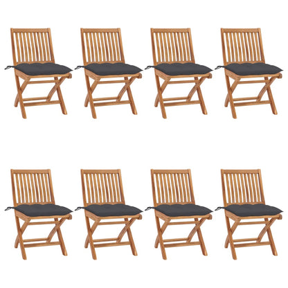Tuinstoelen Inklapbaar Met Kussens Massief Teakhout Antraciet 1 8