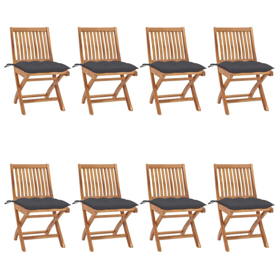 Tuinstoelen Inklapbaar Met Kussens Massief Teakhout Antraciet 1 8