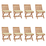 Tuinstoelen 8 stuks inklapbaar massief teakhout crème