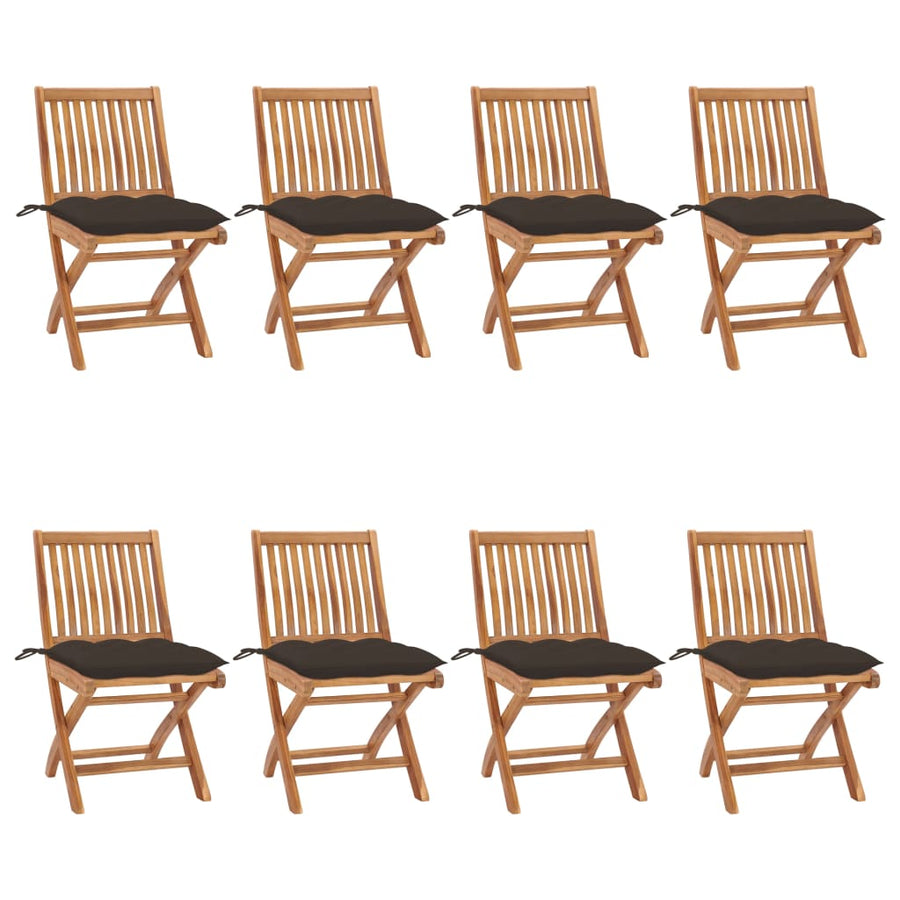 Tuinstoelen Inklapbaar Met Kussens Massief Teakhout Taupe 1 8
