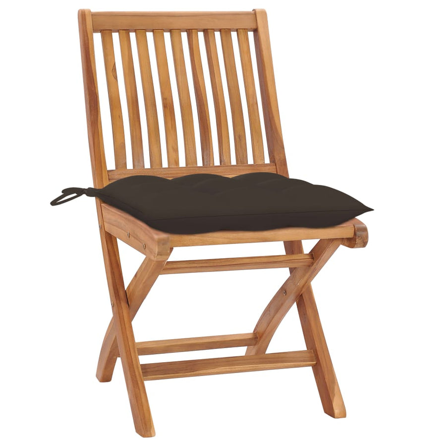Tuinstoelen Inklapbaar Met Kussens Massief Teakhout Taupe 1 8