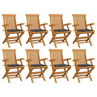 Tuinstoelen 8 st massief teakhout antraciet kussens