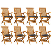 Tuinstoelen 8 st massief teakhout antraciet kussens