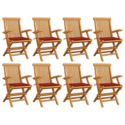 Tuinstoelen Met Rode Kussens Massief Teakhout 8