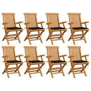 Tuinstoelen 8 st massief teakhout met kussens