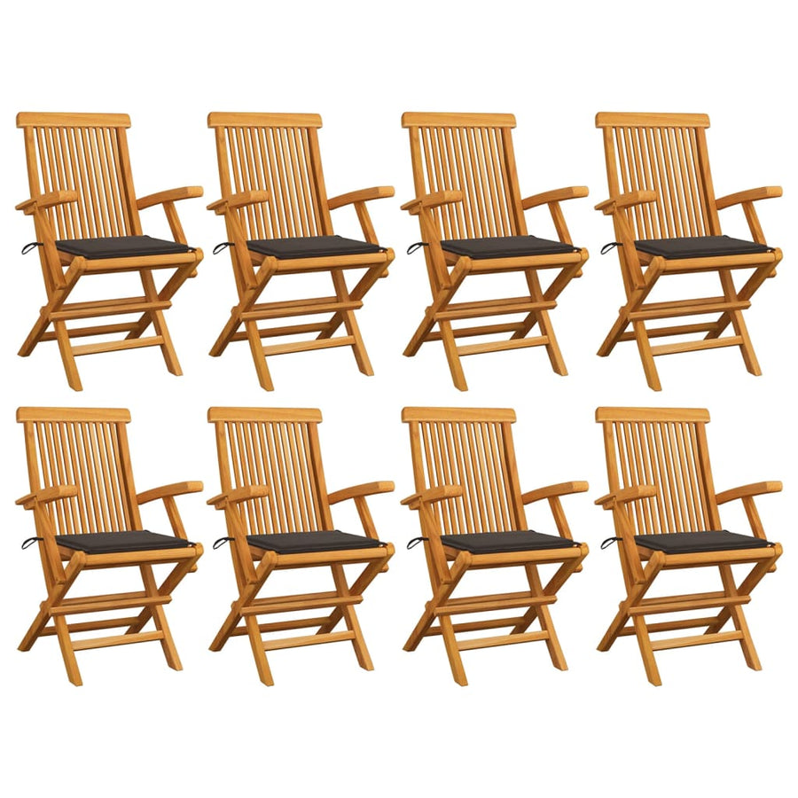 Tuinstoelen 8 St Met Taupe Kussens Massief Teakhout