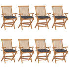 Tuinstoelen 8 st massief teakhout antraciet kussens