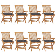 Tuinstoelen 8 st massief teakhout antraciet kussens