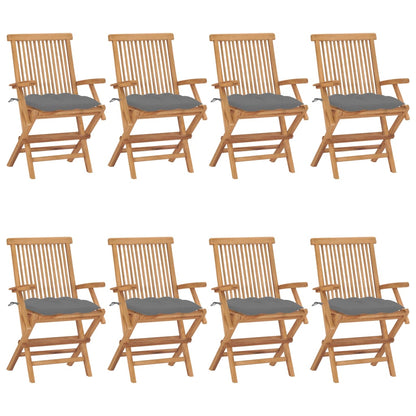 Tuinstoelen Met Grijze Kussens Massief Teakhout 8 Grijs