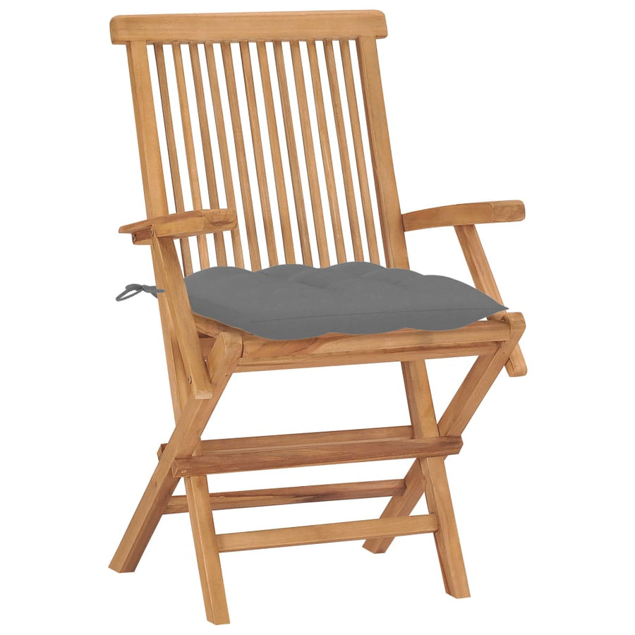 Tuinstoelen Met Grijze Kussens Massief Teakhout 8 Grijs