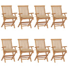 Tuinstoelen massief teakhout set van 8 met kussens