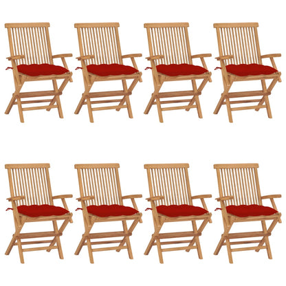 Tuinstoelen Met Rode Kussens Massief Teakhout 8