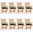 Tuinstoelen 8 st massief teakhout met kussens