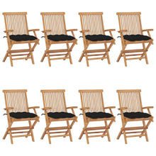 Tuinstoelen 8 St Met Zwarte Kussens Massief Teakhout