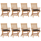 Garden chairs 8 pcs with taupe cushions solid teak