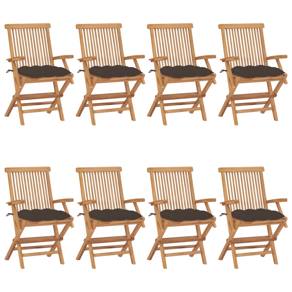 Tuinstoelen Met Kussens Massief Teakhout 8 Taupe
