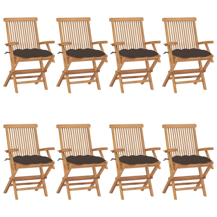 Tuinstoelen Met Kussens Massief Teakhout 8 Taupe