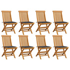 Tuinstoelen 8 st massief teakhout antraciet kussens