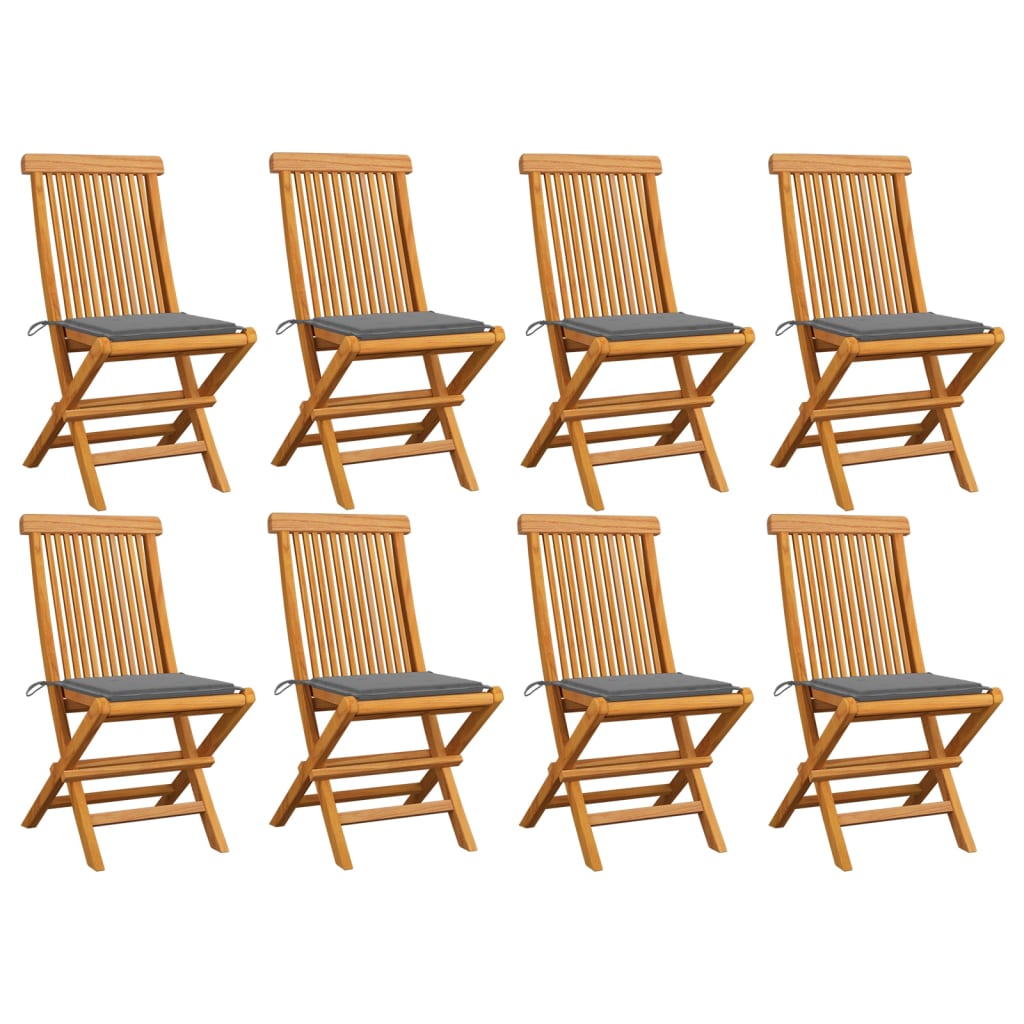 Tuinstoelen Met Grijze Kussens Massief Teakhout 1 8 Grijs