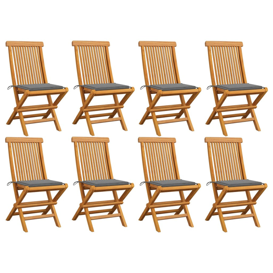 Tuinstoelen Met Grijze Kussens Massief Teakhout 1 8 Grijs