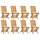 Garden chairs 8 pcs with cream-coloured cushions solid teak wood