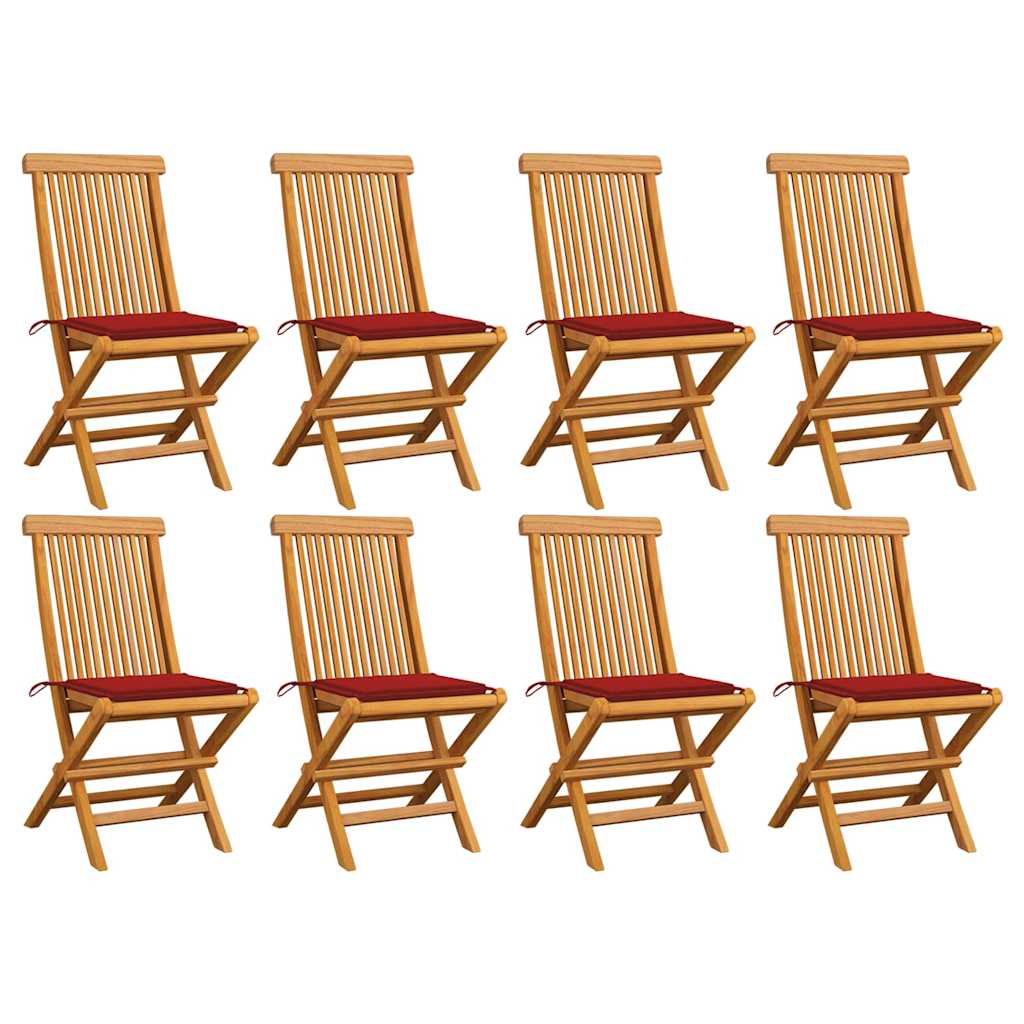 Tuinstoelen Met Rode Kussens Massief Teakhout 1