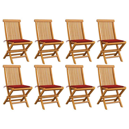 Tuinstoelen Met Rode Kussens Massief Teakhout 1