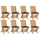 8 garden chairs with black cushions solid teak wood