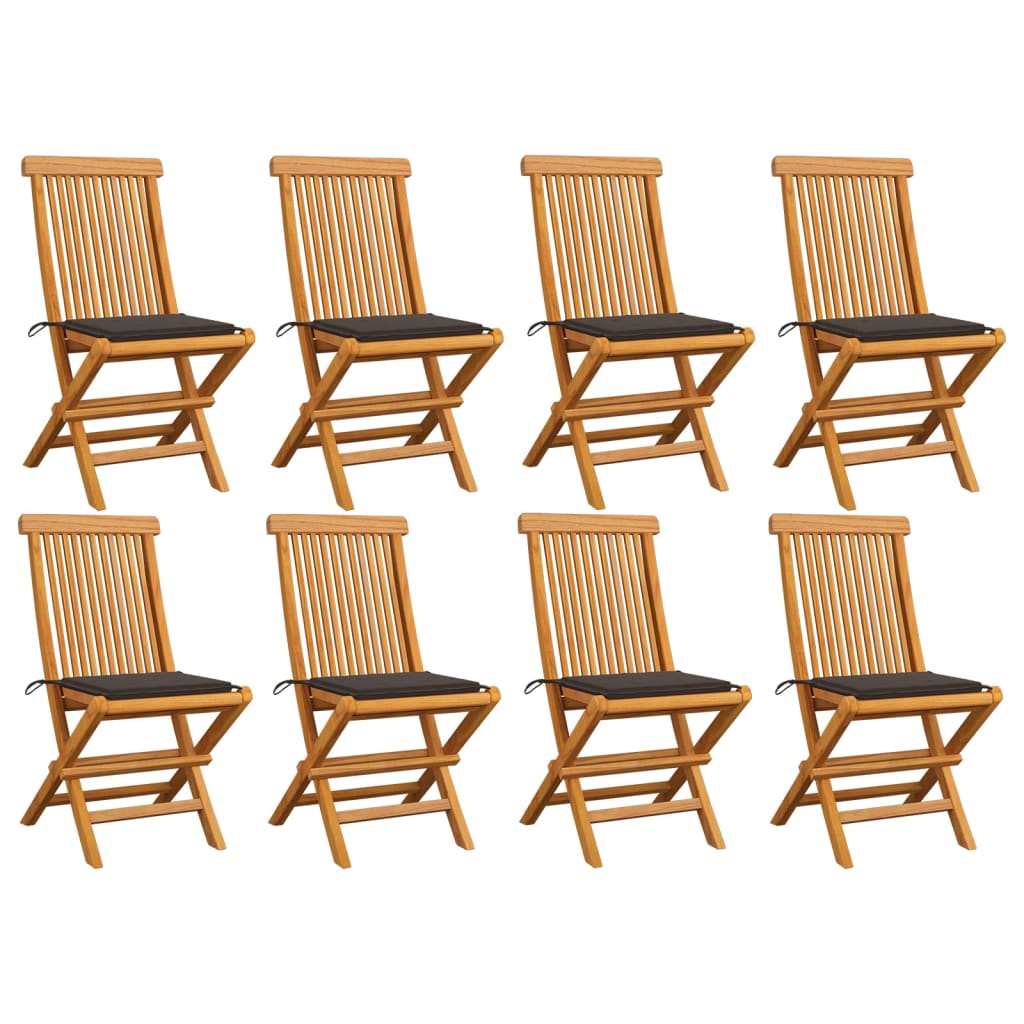 Tuinstoelen 8 St Met Taupe Kussens Massief Teakhout 1