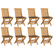 Tuinstoelen 8 st massief teakhout taupe kussens
