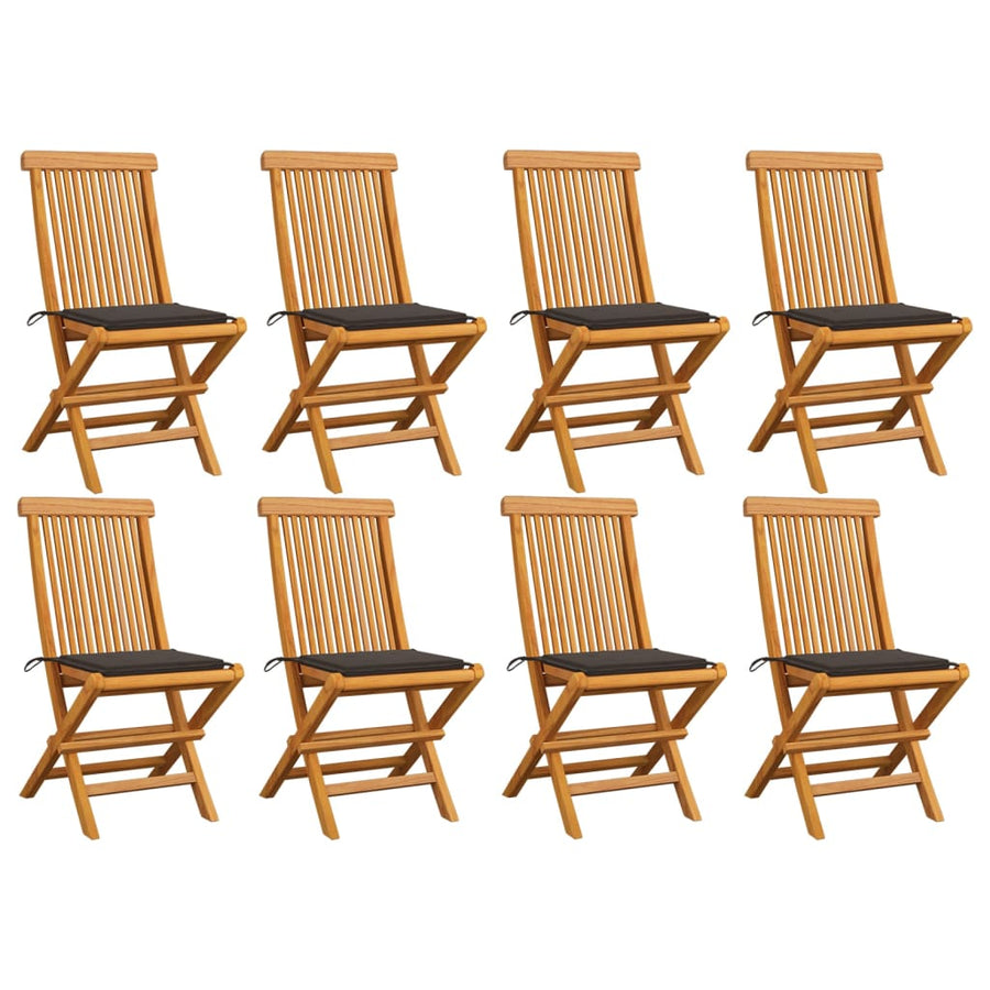 Tuinstoelen 8 St Met Taupe Kussens Massief Teakhout 1