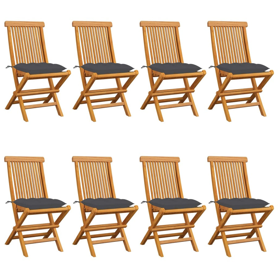 Tuinstoelen Met Kleurige Kussens Massief Teakhout 8 Antraciet