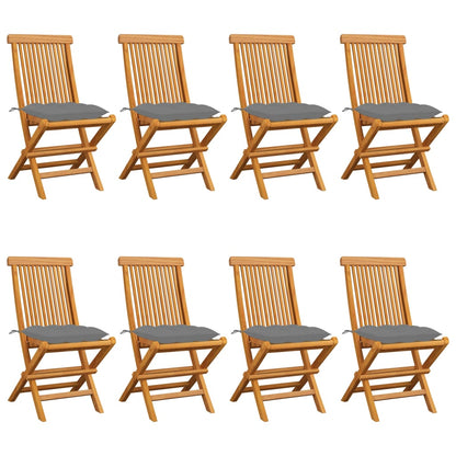 Tuinstoelen Met Grijze Kussens Massief Teakhout 8 Grijs