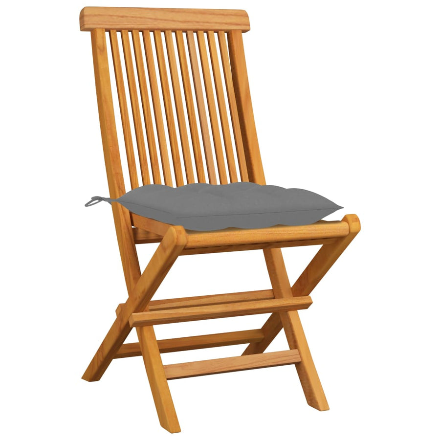 Tuinstoelen Met Grijze Kussens Massief Teakhout 8 Grijs