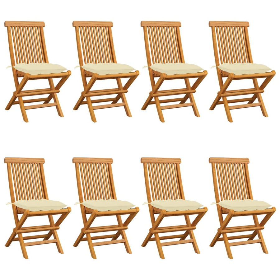 Tuinstoelen Met Witte Kussens Massief Teakhout 8 Crème