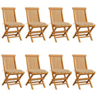Tuinstoelen massief teakhout 8 stuks met kussens