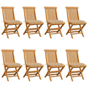 Tuinstoelen massief teakhout 8 stuks met kussens